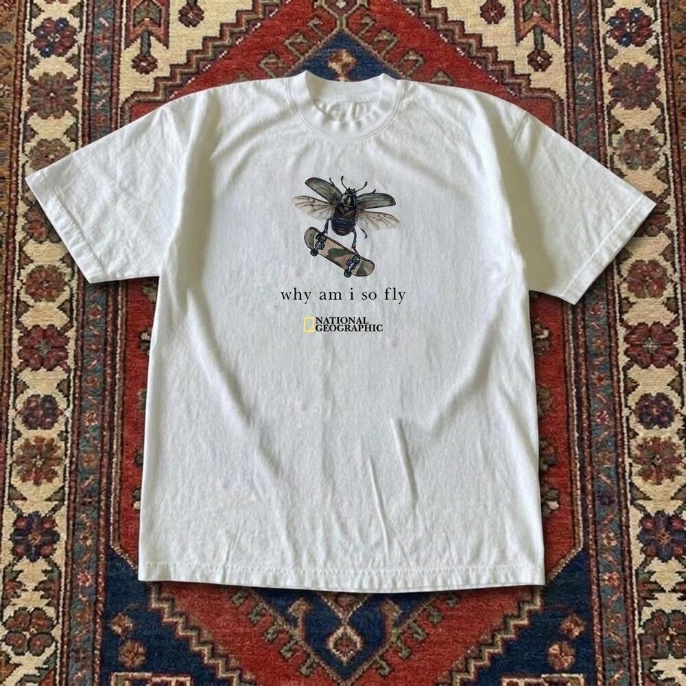 National Geographic Why Am I So Fly Beetle Skateboard White Graphic Tee